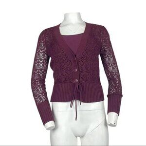 Two Piece Sweater Set Burgundy Size Small Petite